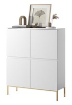 Bemmi tall chest of drawers, 100 cm, white with gold legs