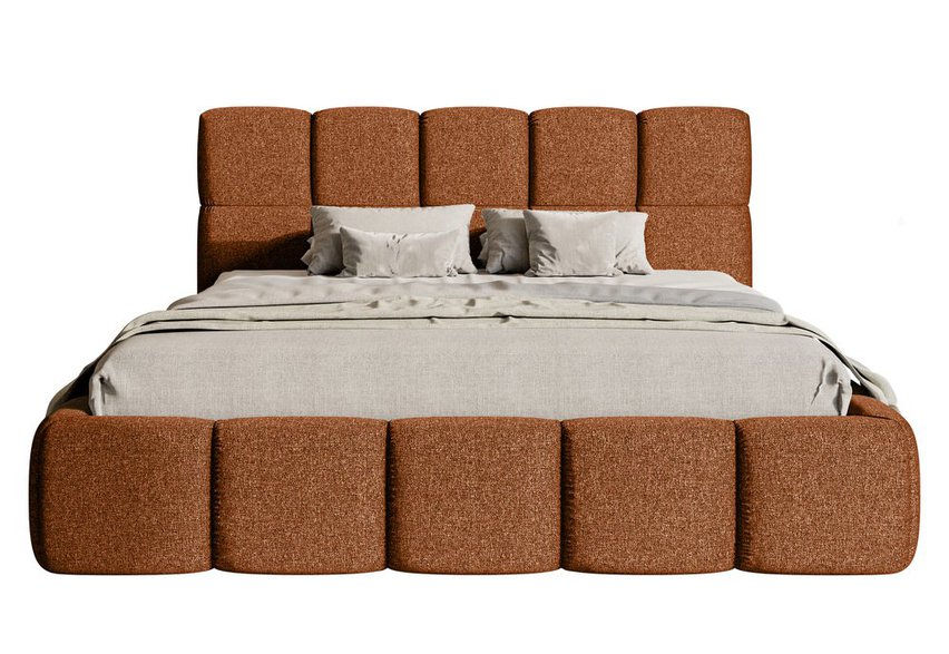 Upholstered bed 160x200 cm Cloudy with storage, copper Toronto 06