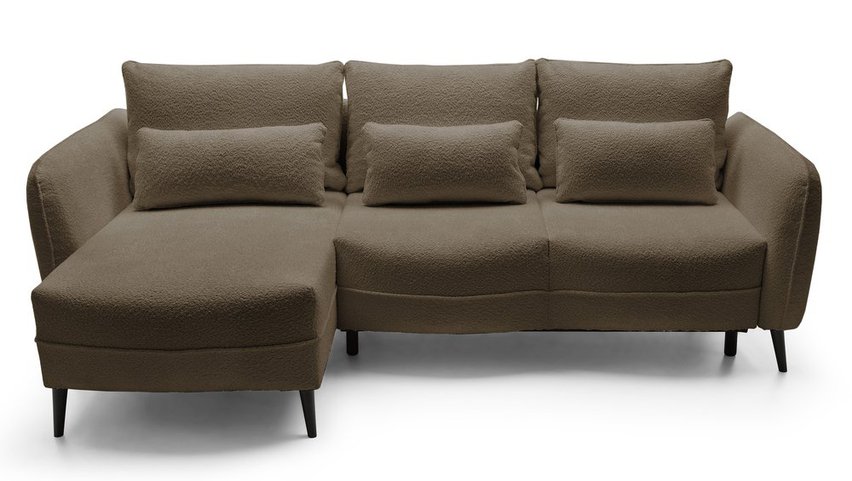 Eliano L-shaped corner sofa with sleeping function with Catch Me 03 boucle container, left-hand