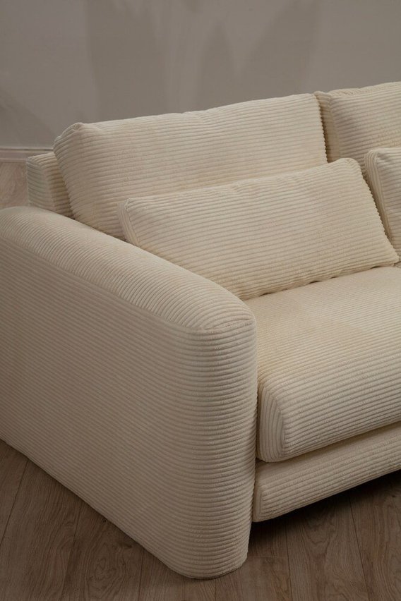 Bellines L-shaped corner sofa right side beige corduroy