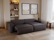 Brylio L-shaped corner sofa with sleeping function with storage, universal, graphite plush