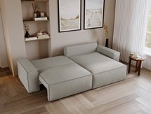 Brylio L-shaped corner sofa with sleeping function with storage, universal, light gray plush