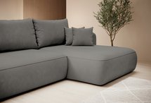 Foggi Magic Velvet 2241 L-shaped corner sofa with sleeping function with a container in hydrophobic velor fabric, right-hand side