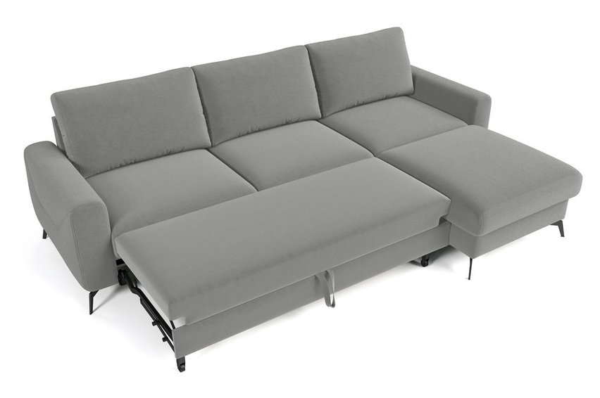 Softano L-shaped corner sofa with sleeping function with Cloud 83 container, easy-cleaning, hydrophobic velvet, right-hand side