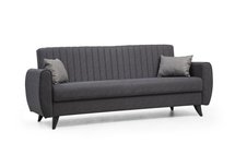 Compulle three-seater sofa with vertical stitching on the backrest, dark gray