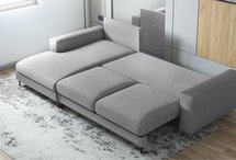 Mokpeo corner sofa bed (Fabric: Diosa 85, Legs: Black, Side: Left)