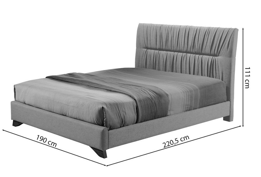 Llana continental bed 180x200 cm gray velvet