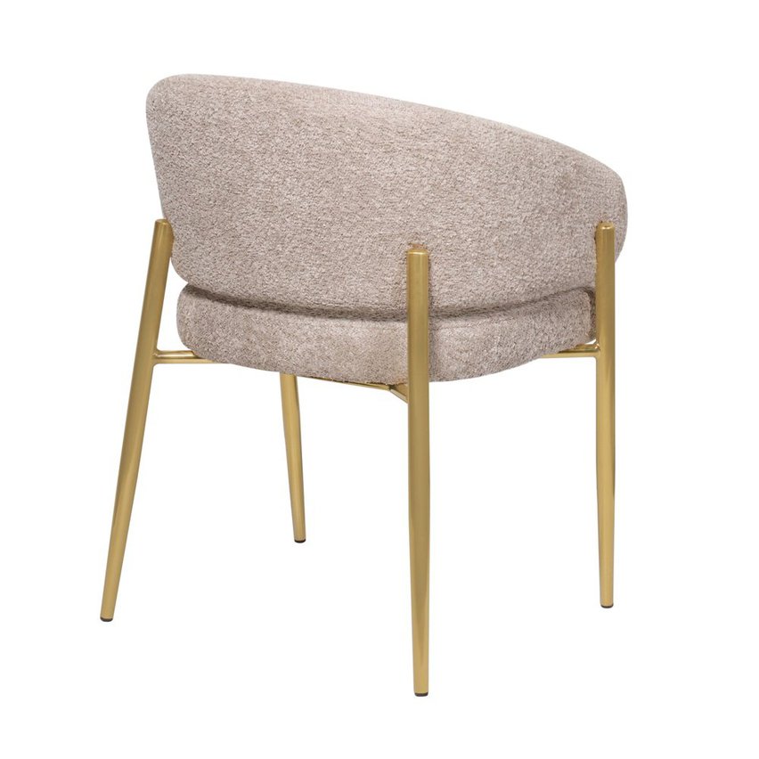 Chaise rembourrée Resilly en tissu bouclé beige/pieds dorés
