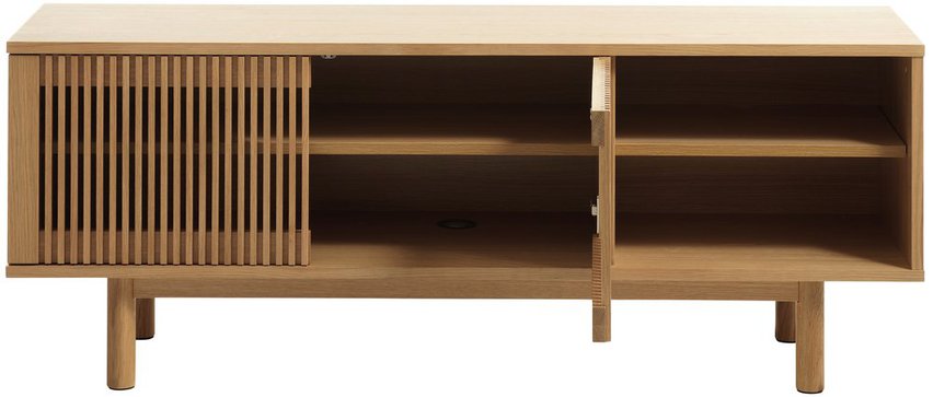 Bruzel TV cabinet 143 cm two-door lamellas natural oak