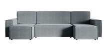 Copertino U-shaped corner sofa with sleeping function with storage, universal, grey, hydrophobic velvet