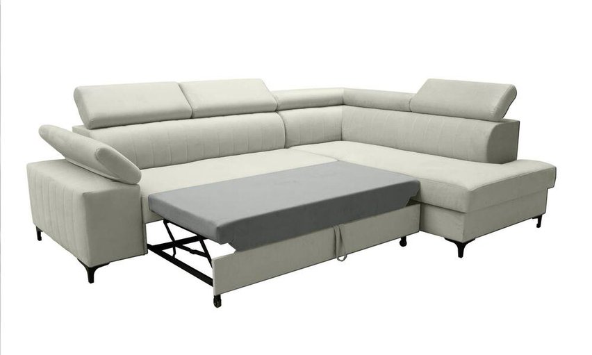 Tazzola L-shaped corner sofa bed with storage (Fabric: Manila 13, Side: Right)