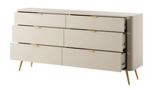 Oval chest of drawers with six drawers, 172 cm, Gray beige