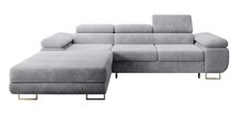 Ganta L-shaped corner sofa with sleeping function and Poso 55 container, left-hand corduroy