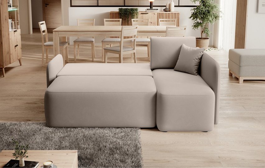 Corner sofa with sleeping function Cascato L-shaped with container Sola 18 right-hand side