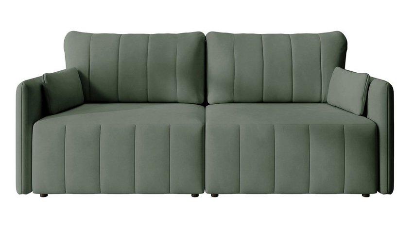 Pierre fold-out corner sofa with storage, light green, water-repellent velvet