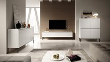 Bemmi TV cabinet, 150 cm, white with black legs