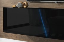 TV cabinet Alamara 160 cm (Color: Matt Black / Glossy Black, Lighting: LED)