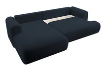 Ovo L-shaped corner sofa with sleeping function with a container in easy-to-clean fabric