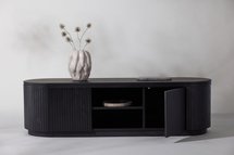 TV cabinet Vulnutter 160 cm black oak/slats