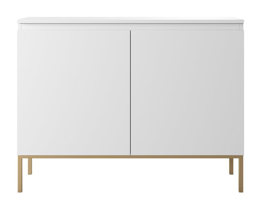 Bemmi two-door chest of drawers, 100 cm, white with gold legs