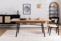 Crattale table 160x90 cm extendable in natural color on black legs