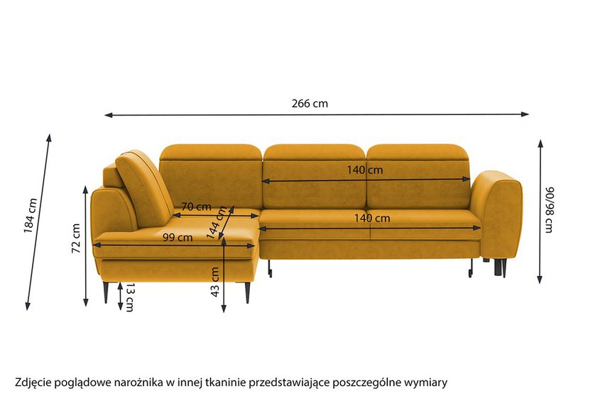 Corner sofa with sleeping function Tasar (Fabric: Matt Velvet 38, Side: Right)