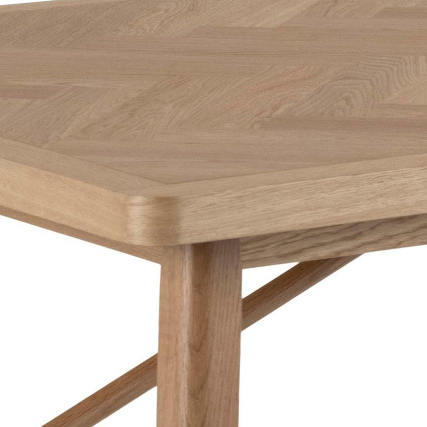 Siraca rectangular table, herringbone top, oak color, 200x100