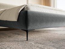 Upholstered bed 180x200 cm Roule with storage, metal frame Amon 11, hydrophobic velvet, black legs