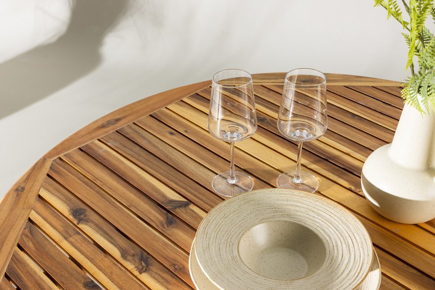 Viezze garden table round wooden top