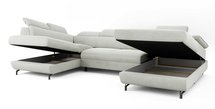 Corner sofa with sleeping function Lambo U-shaped Castel 80 with container, black legs, left-hand side