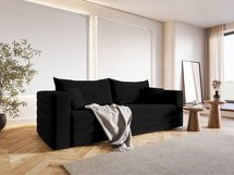 Three-seater sofa Lilla Amon 13 with a container in hydrophobic velor fabric, black legs