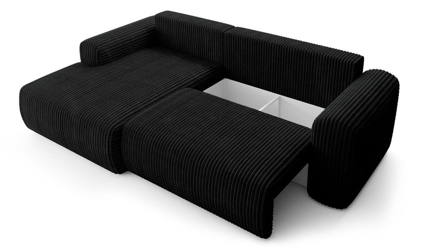 Corner sofa with sleeping function Lelu Tilia 100 L-shaped with a container, thick corduroy, left-hand side