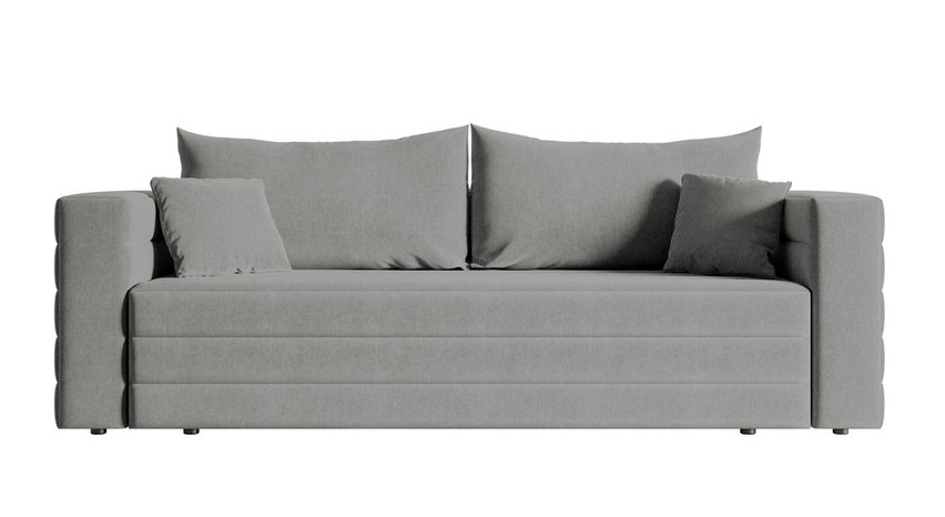 Three-seater sofa Lilla Amon 09 with a container in hydrophobic velor fabric, black legs