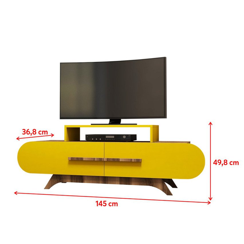 Ovalia TV cabinet 145 cm with yellow front