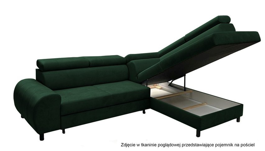 Corner sofa with sleeping function Dulia L-shaped legs black (Fabric: Trinity 28, Side: Right)