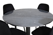 Hourine round dining table 106x106 cm marble/black base