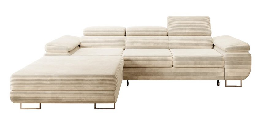 Ganta L-shaped corner sofa with sleeping function with container Poso 105 left-hand corduroy