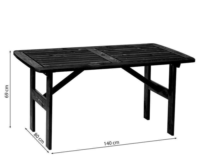 Sketted garden table made of pine wood, white