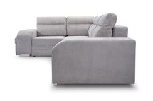 Umill L corner sofa bed with bar and pouffe (Fabric: Lincoln 86, Side: Left)