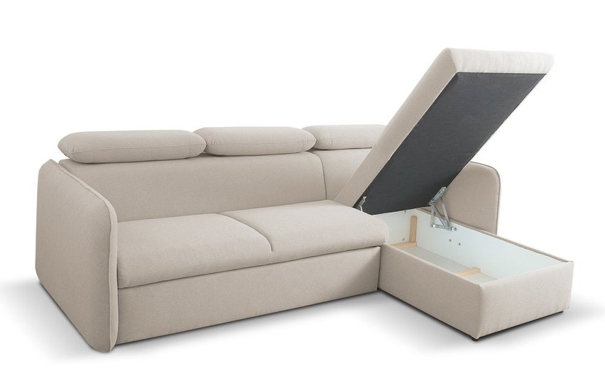 Corner sofa with sleeping function Paladia Castel 03 in hydrophobic velvet fabric, right-hand side