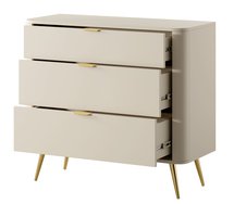 Oval chest of drawers with three drawers, 92 cm, Beige