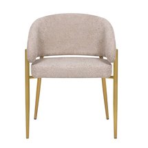 Chaise rembourrée Resilly en tissu bouclé beige/pieds dorés