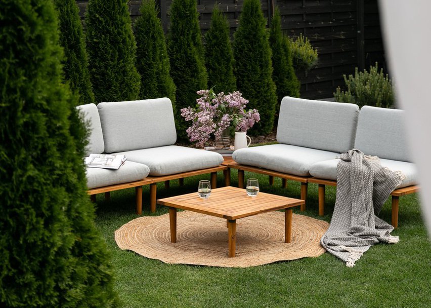 Campionna gray/acacia wood garden furniture set