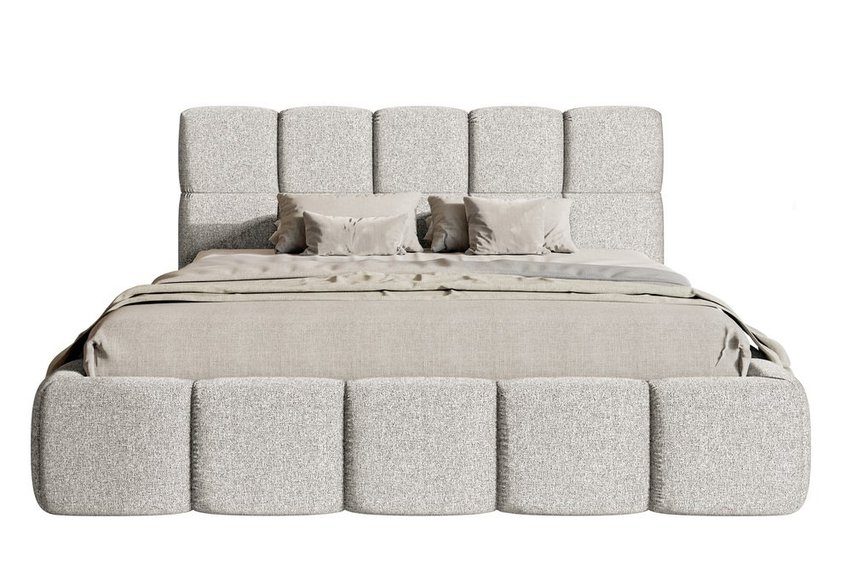 Upholstered bed 160x200 cm Cloudy with storage light gray Toronto 02