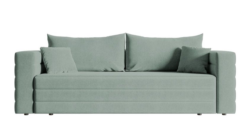 Three-seater sofa Lilla Amon 27 with a container in hydrophobic velor fabric, black legs