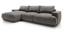 Divo L-shaped corner sofa with sleeping function, gray, hydrophobic braid, left-hand side