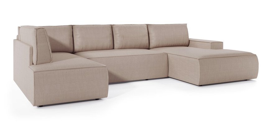 Corner sofa with sleeping function Farese New U-shaped with container right side (Fabric: Poso 02)