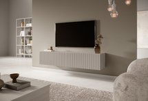 Telire TV cabinet 138.6 cm Gray beige with lamella front