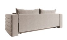 Three-seater sofa Lilla Amon 17 with a container in hydrophobic velor fabric, black legs