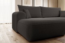 Ovo L-shaped corner sofa with sleeping function with a boucle container